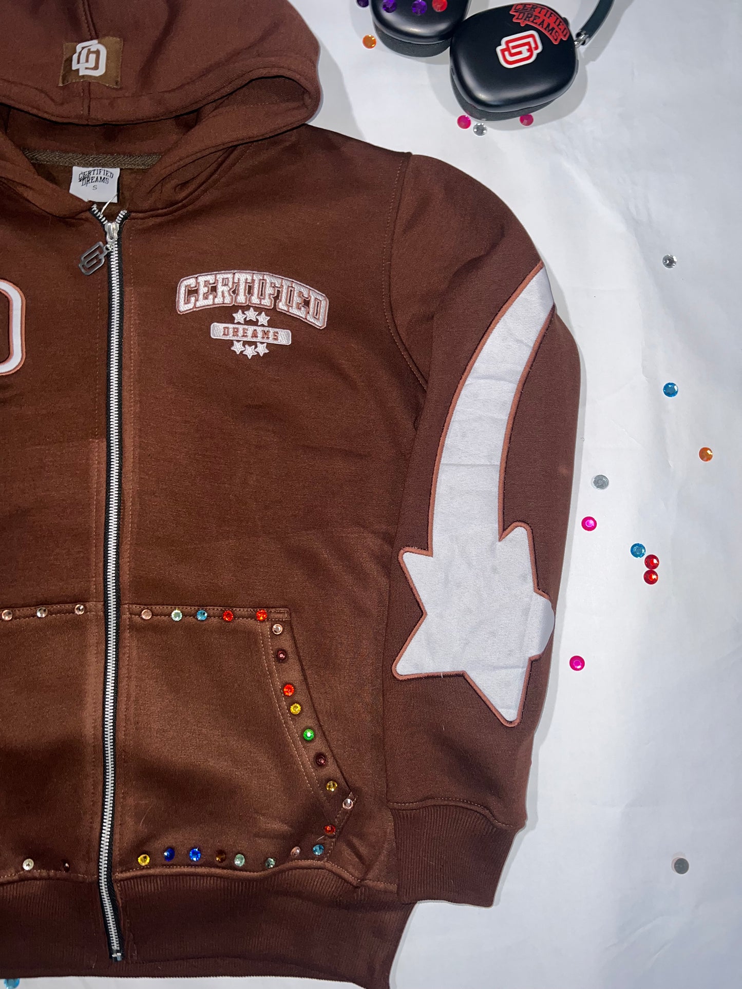 Mocha Certified Rhinestone Hoodie