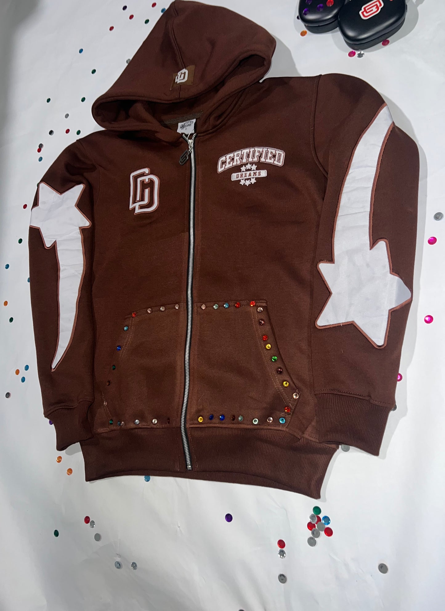 Mocha Certified Rhinestone Hoodie